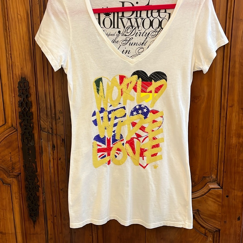 Dieter Hollywood V-Neck world wide love T-shirt